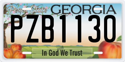 GA license plate PZB1130
