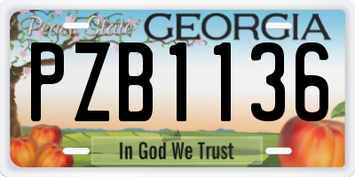 GA license plate PZB1136