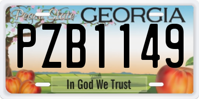 GA license plate PZB1149
