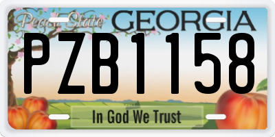 GA license plate PZB1158