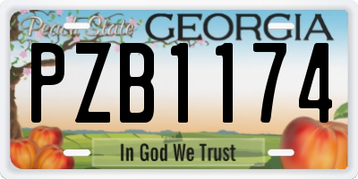 GA license plate PZB1174