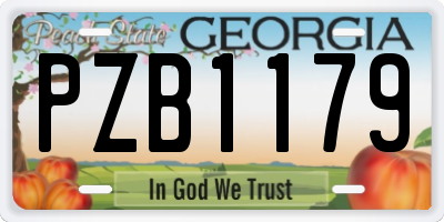 GA license plate PZB1179