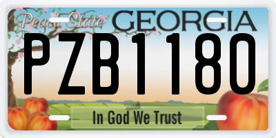 GA license plate PZB1180
