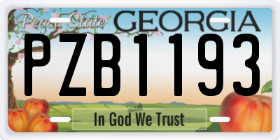 GA license plate PZB1193