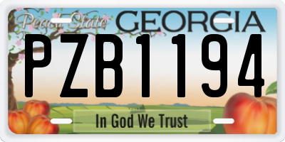 GA license plate PZB1194