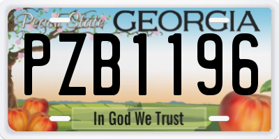 GA license plate PZB1196