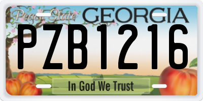 GA license plate PZB1216