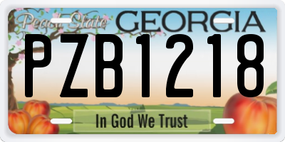 GA license plate PZB1218