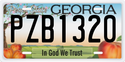 GA license plate PZB1320