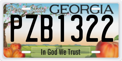 GA license plate PZB1322
