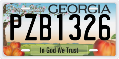 GA license plate PZB1326