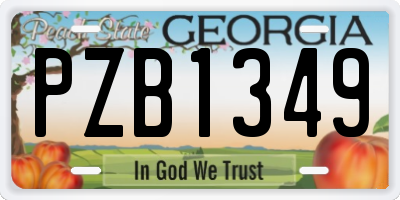 GA license plate PZB1349