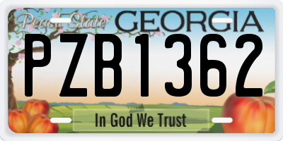 GA license plate PZB1362