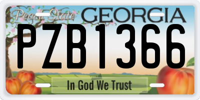 GA license plate PZB1366