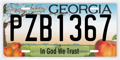 GA license plate PZB1367