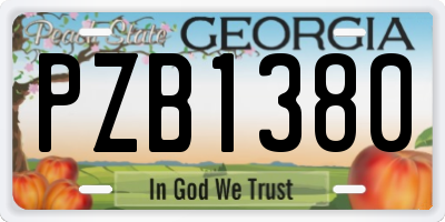 GA license plate PZB1380