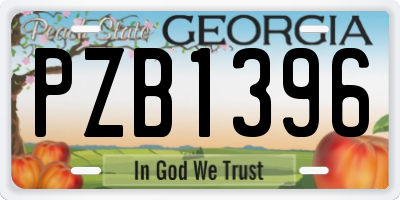 GA license plate PZB1396