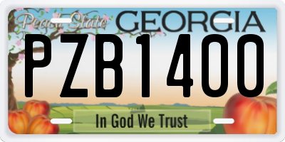 GA license plate PZB1400
