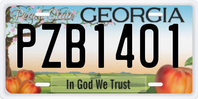 GA license plate PZB1401