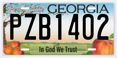 GA license plate PZB1402