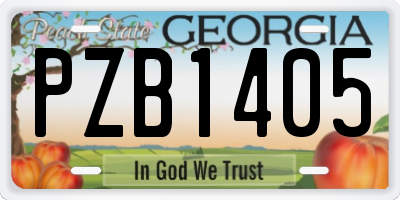 GA license plate PZB1405