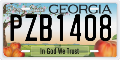 GA license plate PZB1408