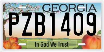 GA license plate PZB1409
