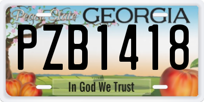 GA license plate PZB1418