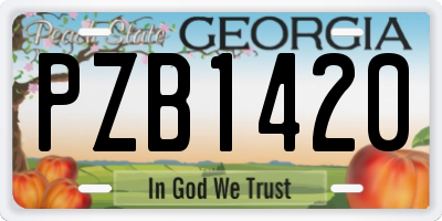 GA license plate PZB1420