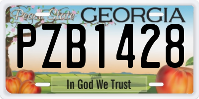 GA license plate PZB1428