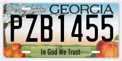 GA license plate PZB1455