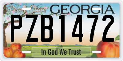 GA license plate PZB1472