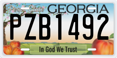 GA license plate PZB1492