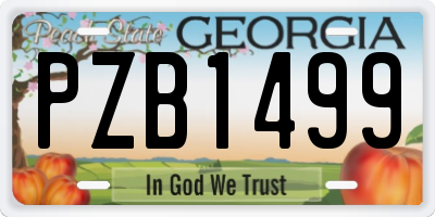 GA license plate PZB1499