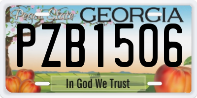 GA license plate PZB1506