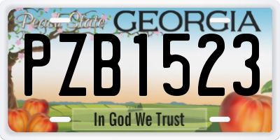 GA license plate PZB1523