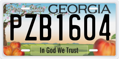 GA license plate PZB1604