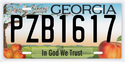 GA license plate PZB1617