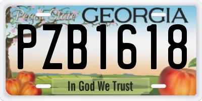 GA license plate PZB1618