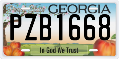 GA license plate PZB1668