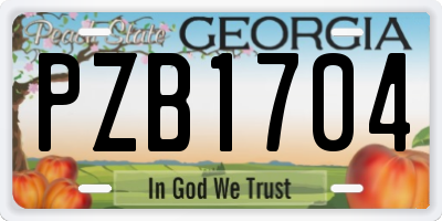 GA license plate PZB1704