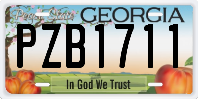GA license plate PZB1711