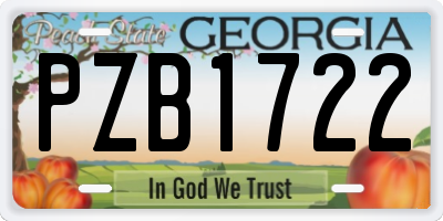 GA license plate PZB1722