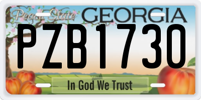 GA license plate PZB1730