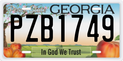 GA license plate PZB1749