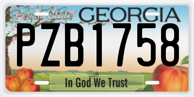 GA license plate PZB1758