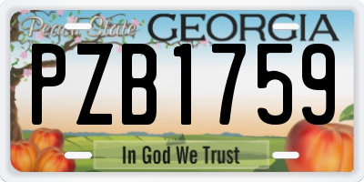 GA license plate PZB1759