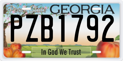 GA license plate PZB1792