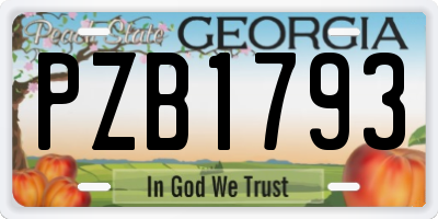 GA license plate PZB1793