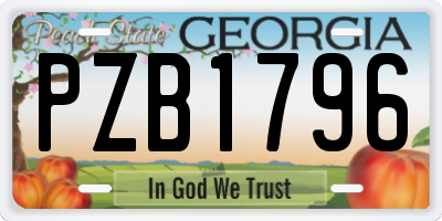 GA license plate PZB1796